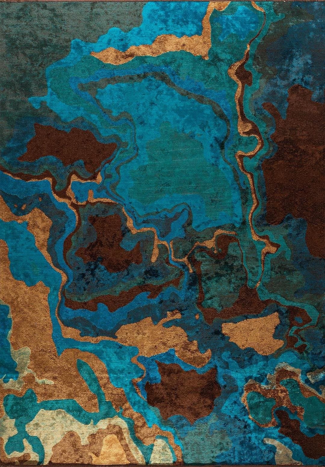 ISOLA DARK BROWN - CYAN - DARK TURQUOISE - MUSTARD RUG - 1