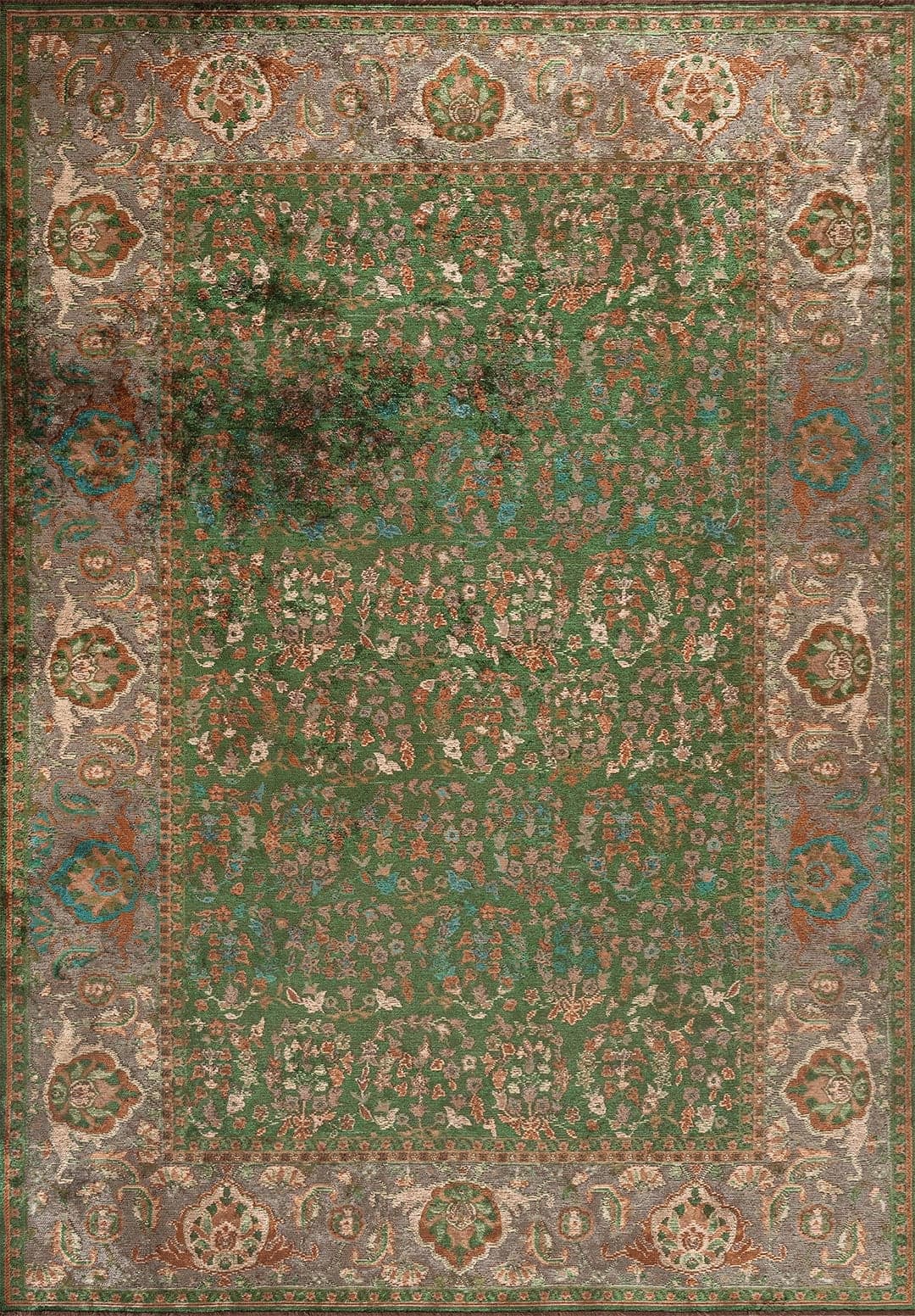 VINEA FOREST GREEN - DARK BEIGE - CACAO - KHAKI - DARK GREEN RUG - 1