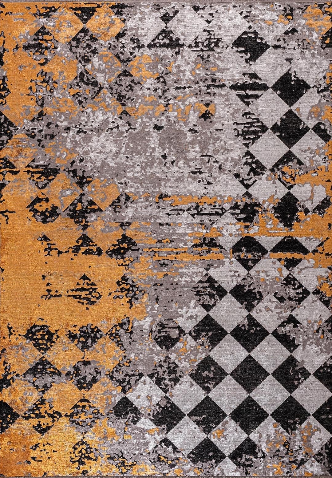 RETRO WHITE - DARK GREY - MUSTARD - BLACK RUG - 1