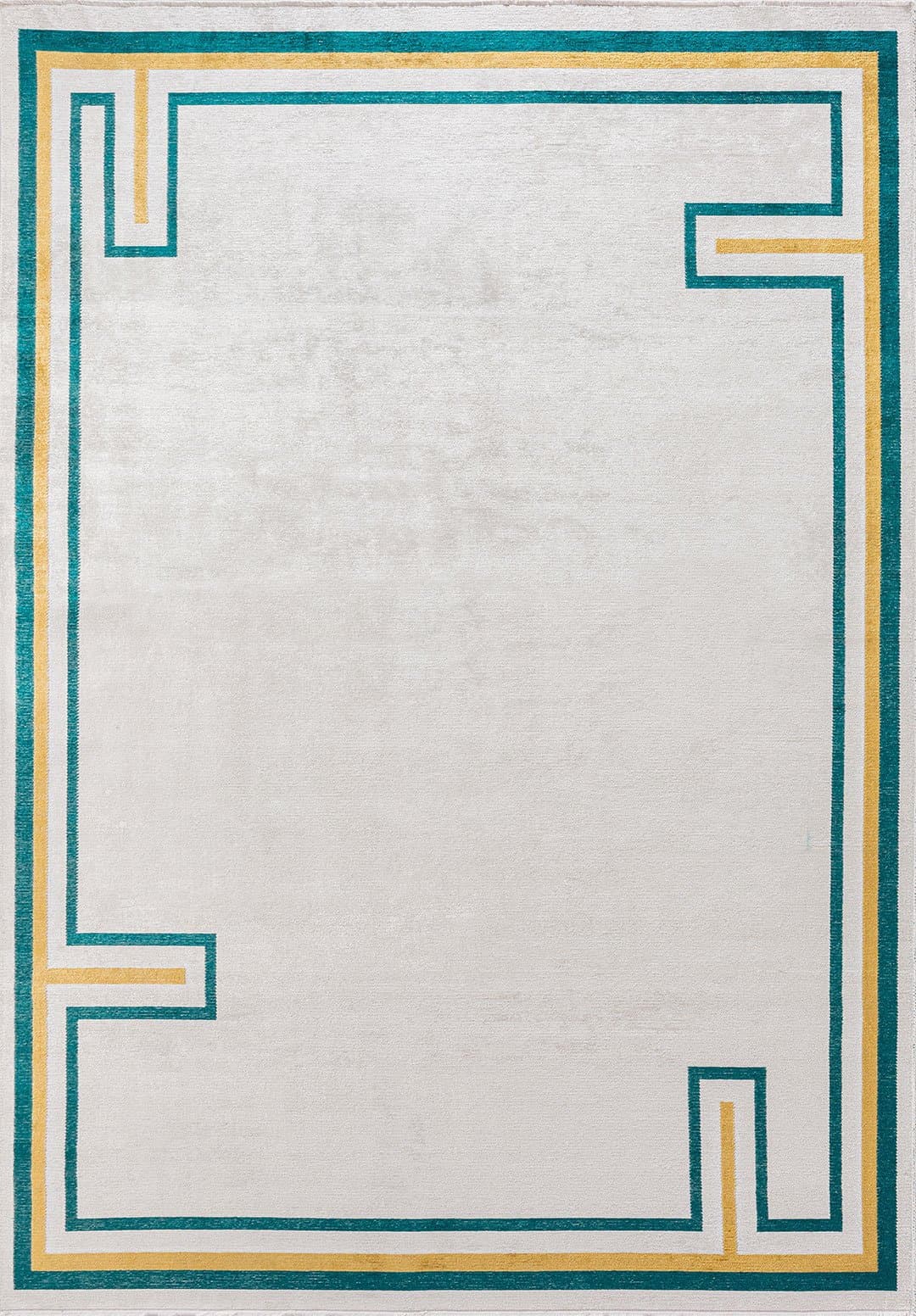 DRESDEN DARK TURQUOISE - GOLD - ECRU RUG - 1