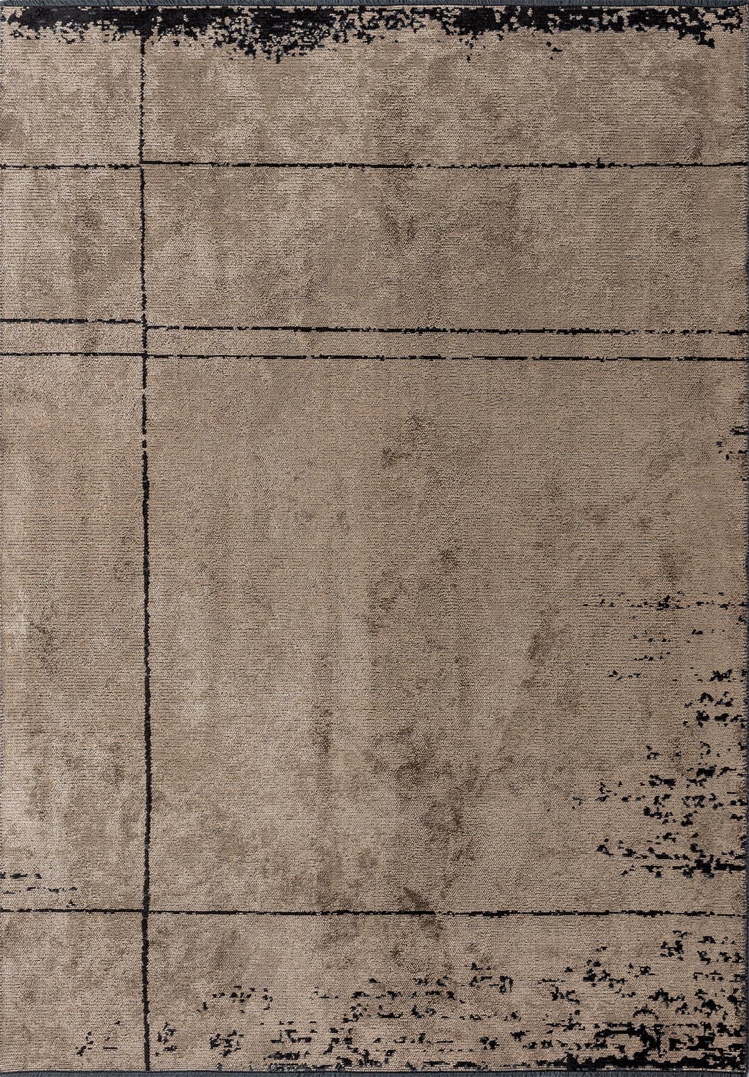 BARBER BLACK - DARK BEIGE RUG - 1