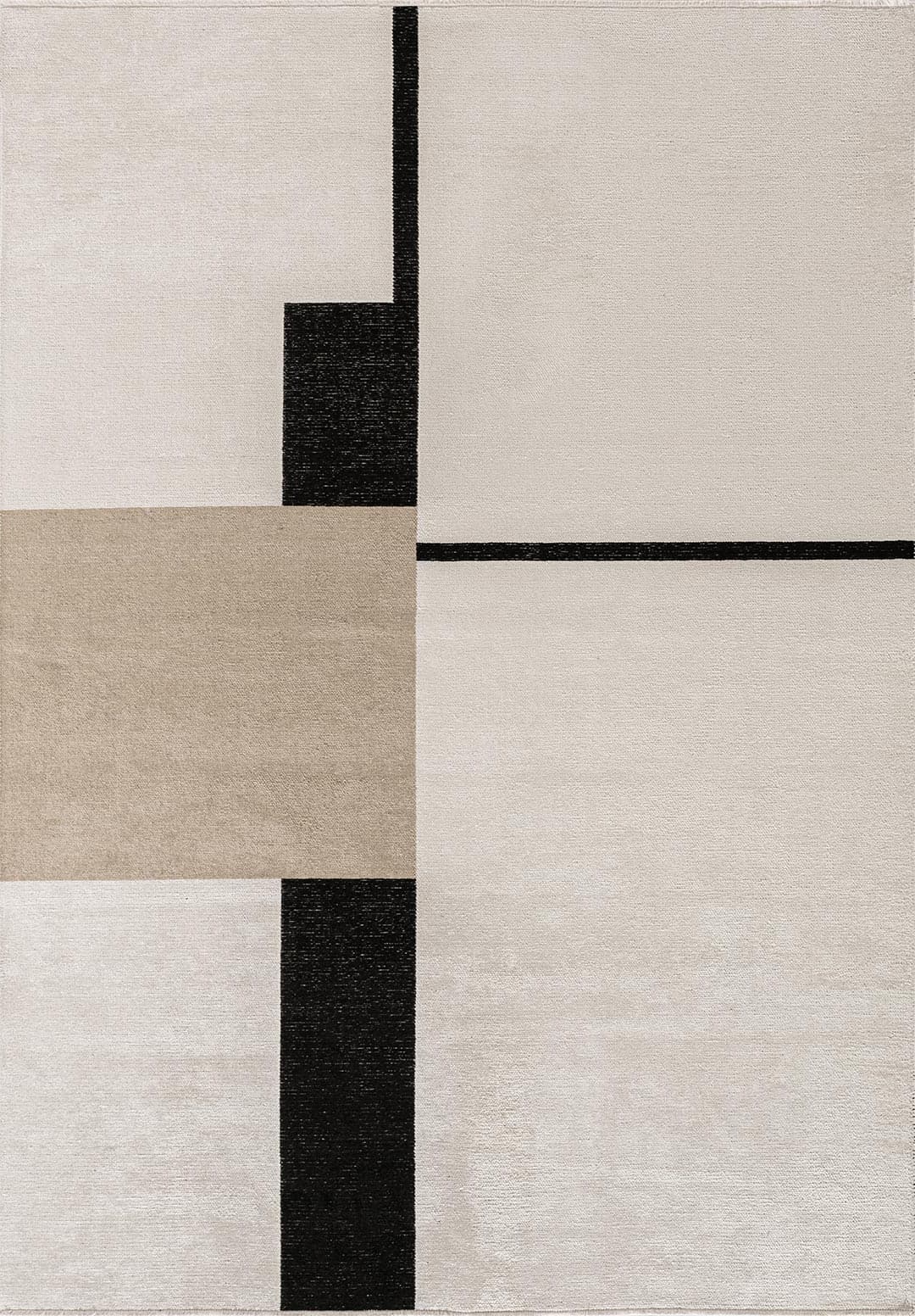 BLOCK BLACK - NOUGAT - ECRU RUG - 1