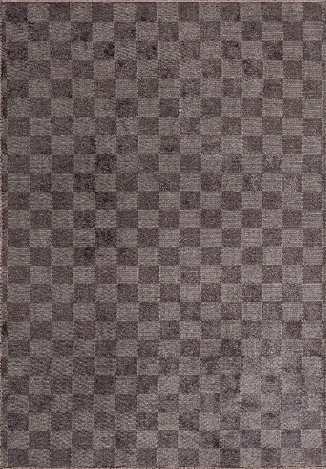 CHECKERS CHARCOAL RUG - 1