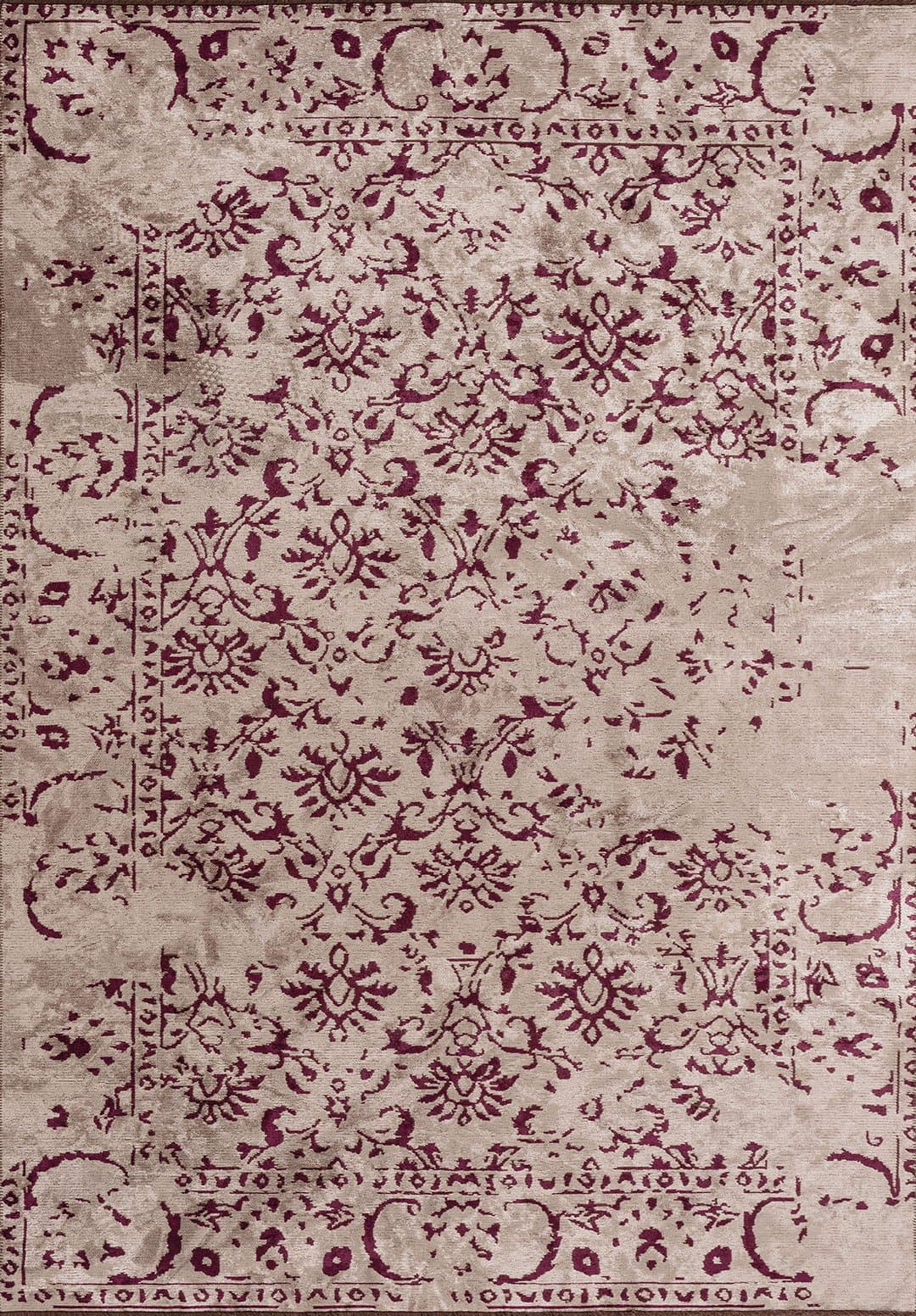 EMPERIA DARK DAMSON - LIGHT CREAM RUG - 1