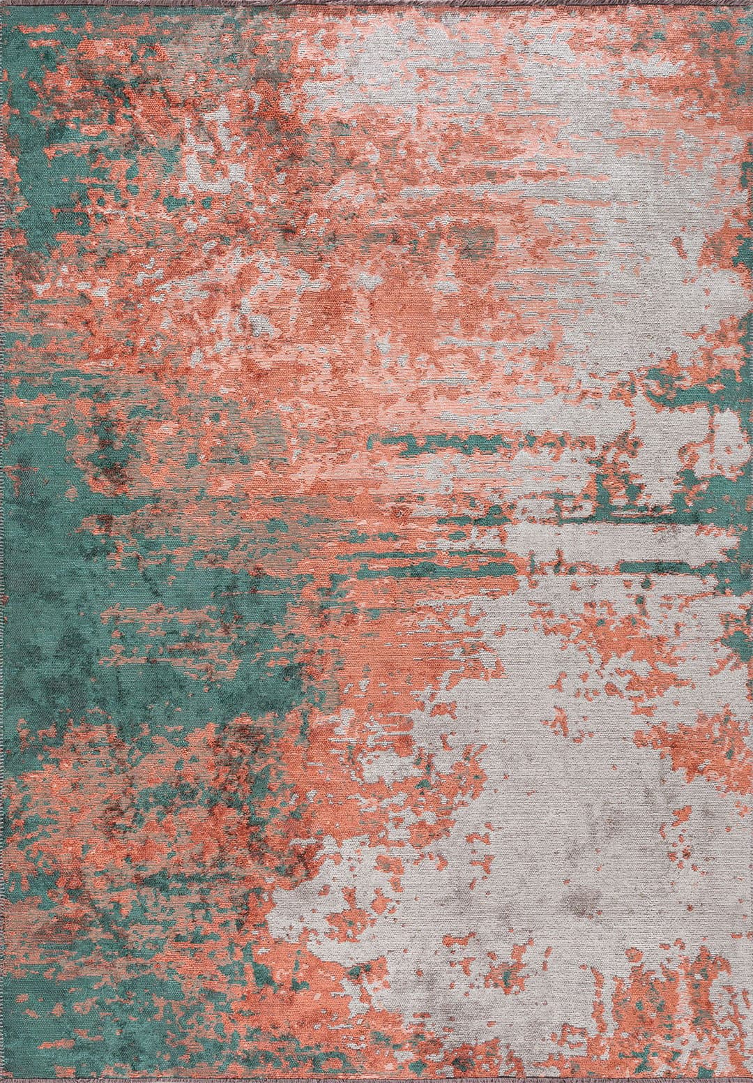 BLAZE DARK GREEN - CORAL - BONE RUG - 1