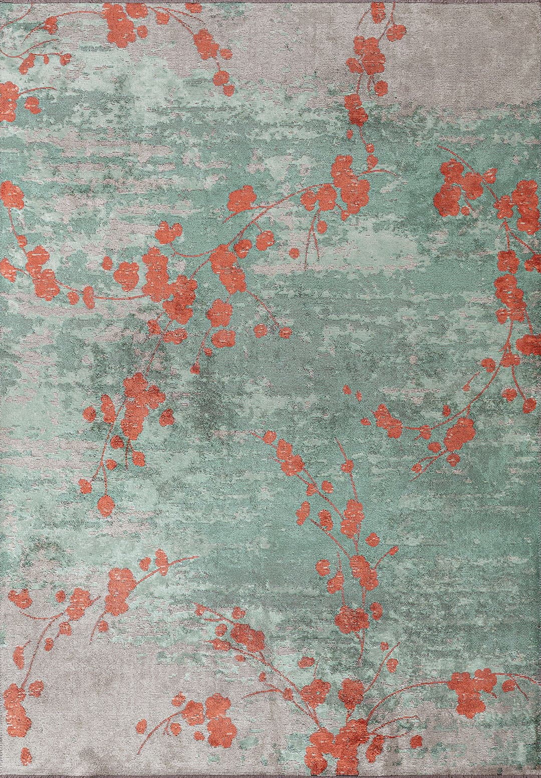 BLOSSOM CORAL - RIVER GREEN - LIGHT CREAM RUG - 1