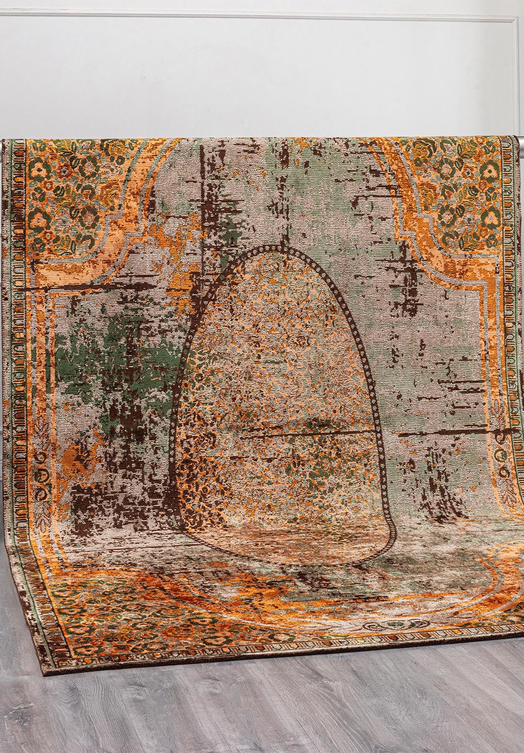 LEGACY CREAM - ORANGE - FOREST GREEN - DARK BROWN RUG