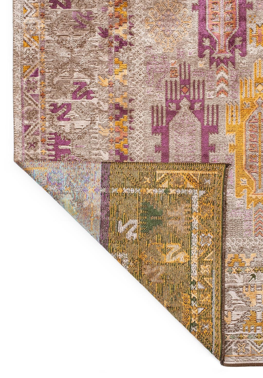 FOLK STONE - MUSTARD - FOREST GREEN - LIGHT CREAM - PURPLE - TURQUOISE RUG