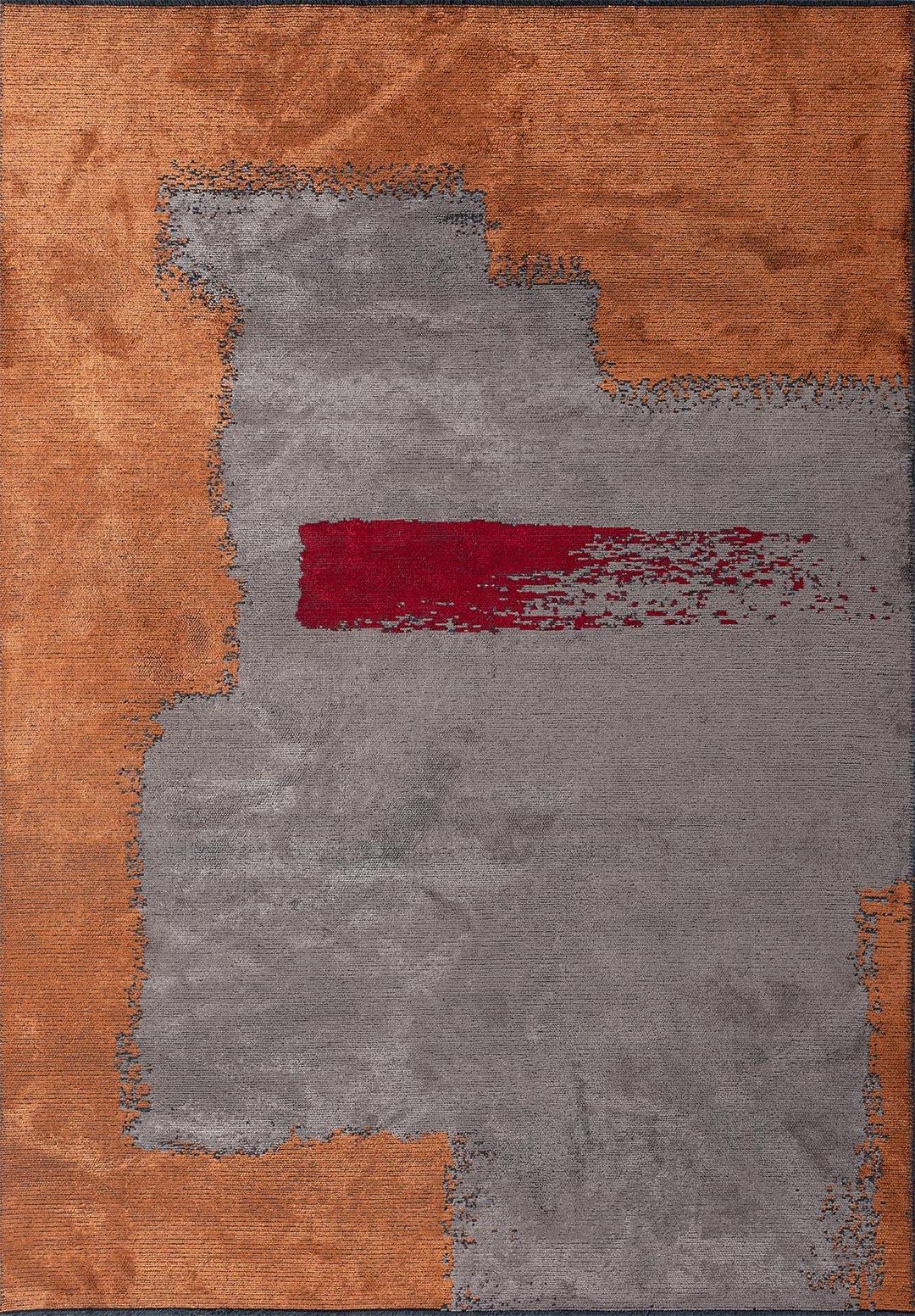 MALAGA TERRA - RED - DARK GREY RUG