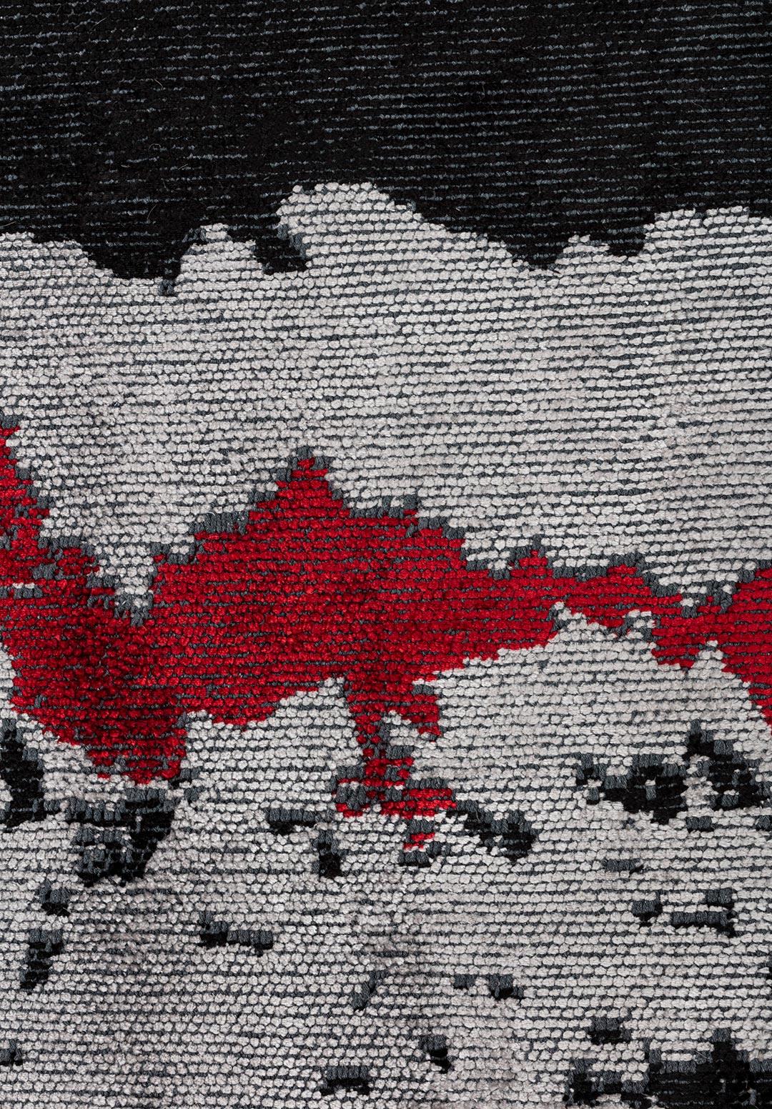 GRANADA BLACK - RED - LIGHT GREY RUG