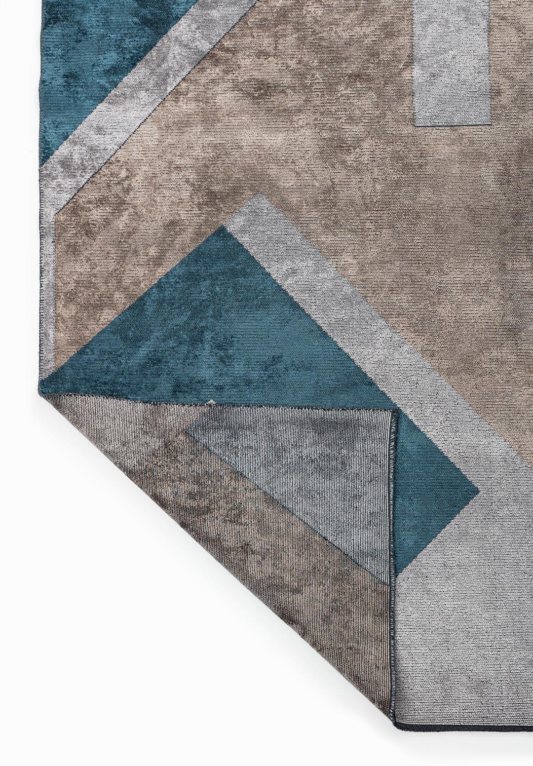 PAMPLONA NOUGAT - LIGHT GREY - PETROL RUG