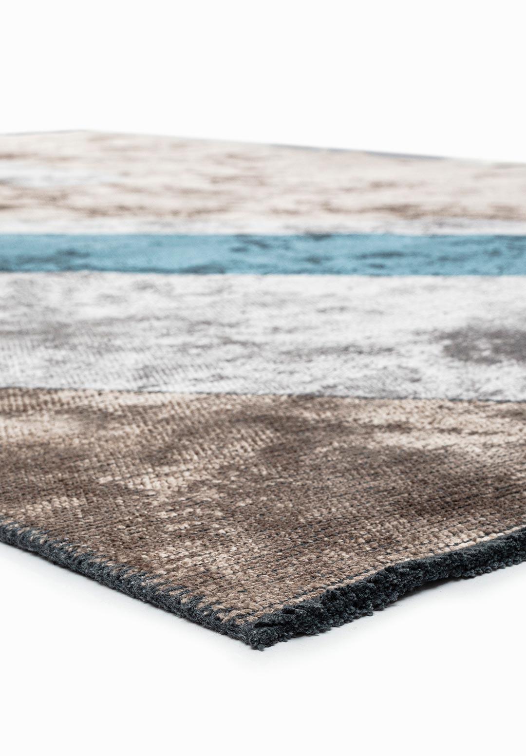PAMPLONA NOUGAT - LIGHT GREY - PETROL RUG