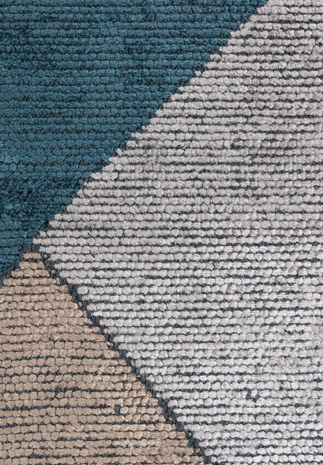 PAMPLONA NOUGAT - LIGHT GREY - PETROL RUG