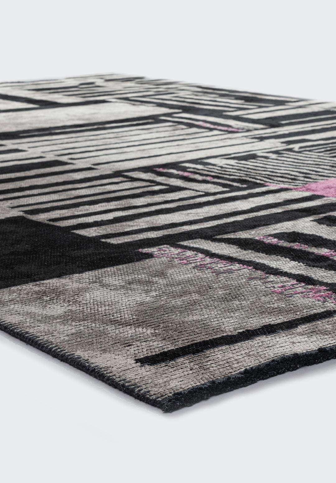 OXFORD BLACK - PINK - GREY RUG