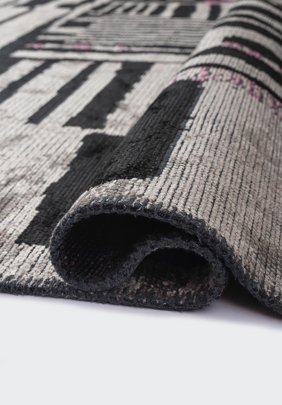 OXFORD BLACK - PINK - GREY RUG