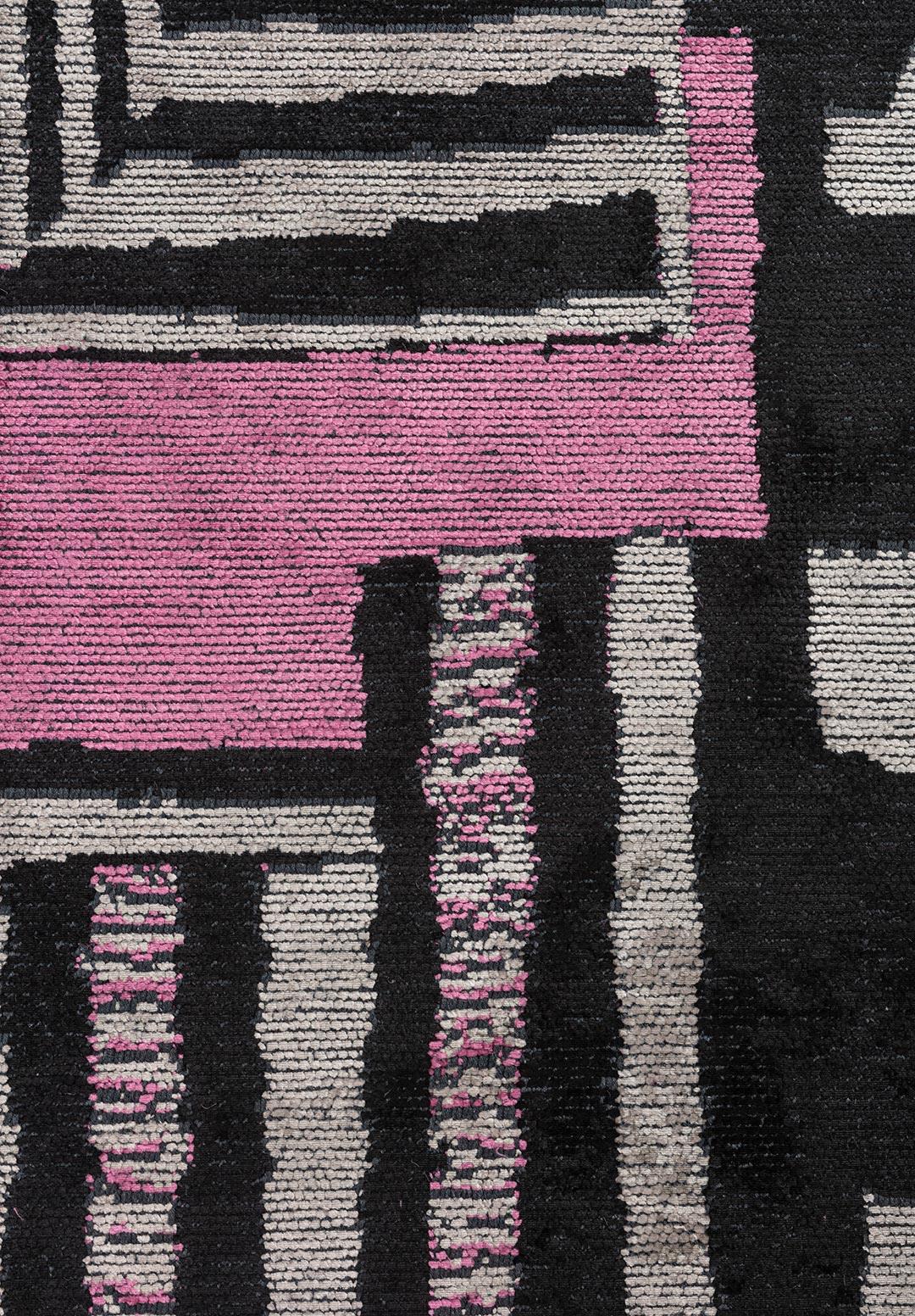 OXFORD BLACK - PINK - GREY RUG