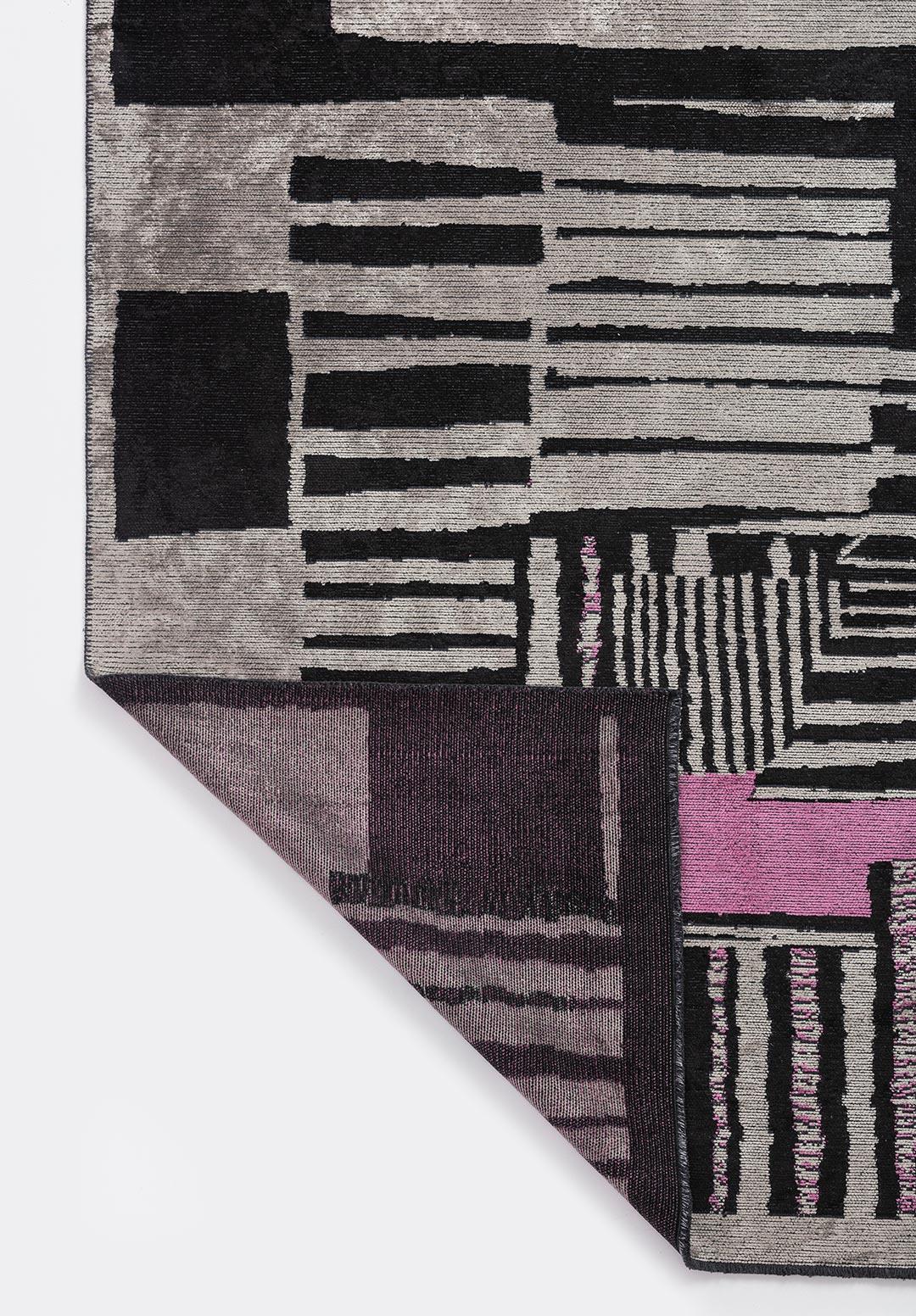 OXFORD BLACK - PINK - GREY RUG