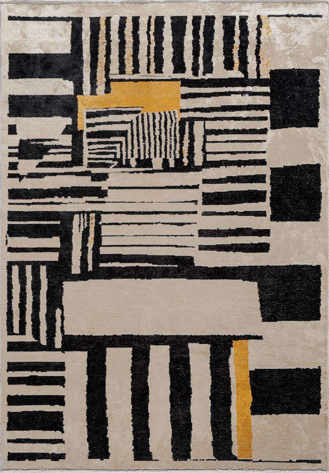 OXFORD BLACK - GOLD - CREAM RUG