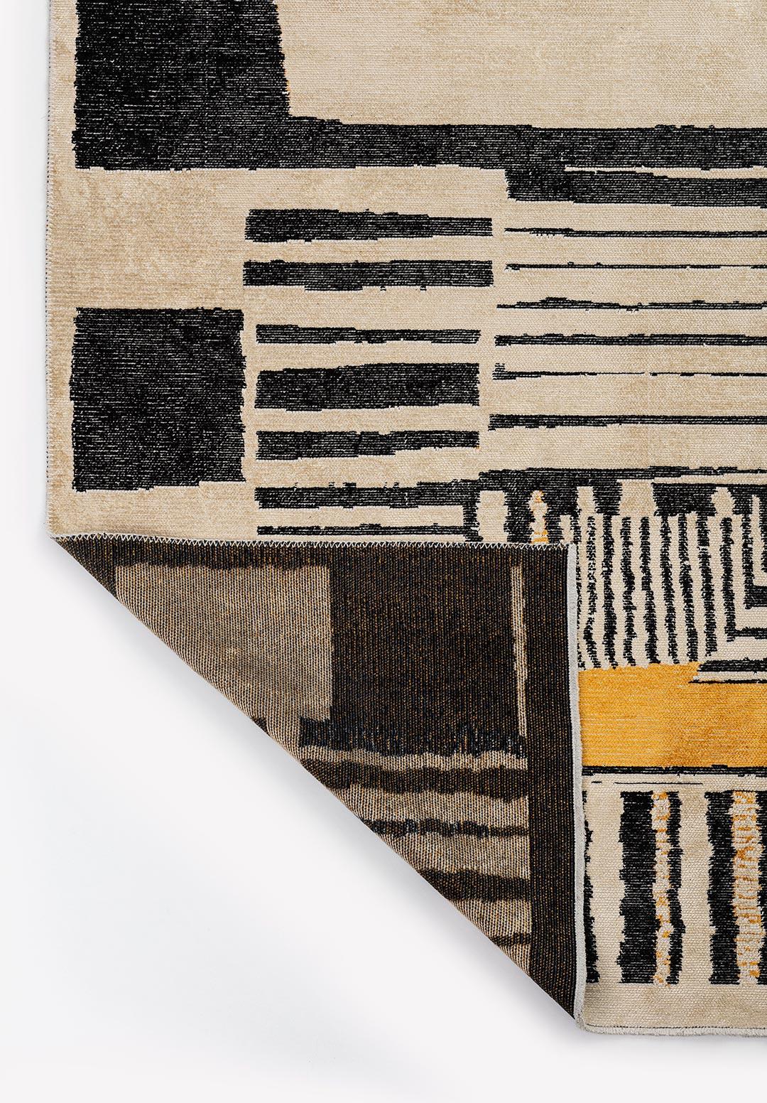 OXFORD BLACK - GOLD - CREAM RUG