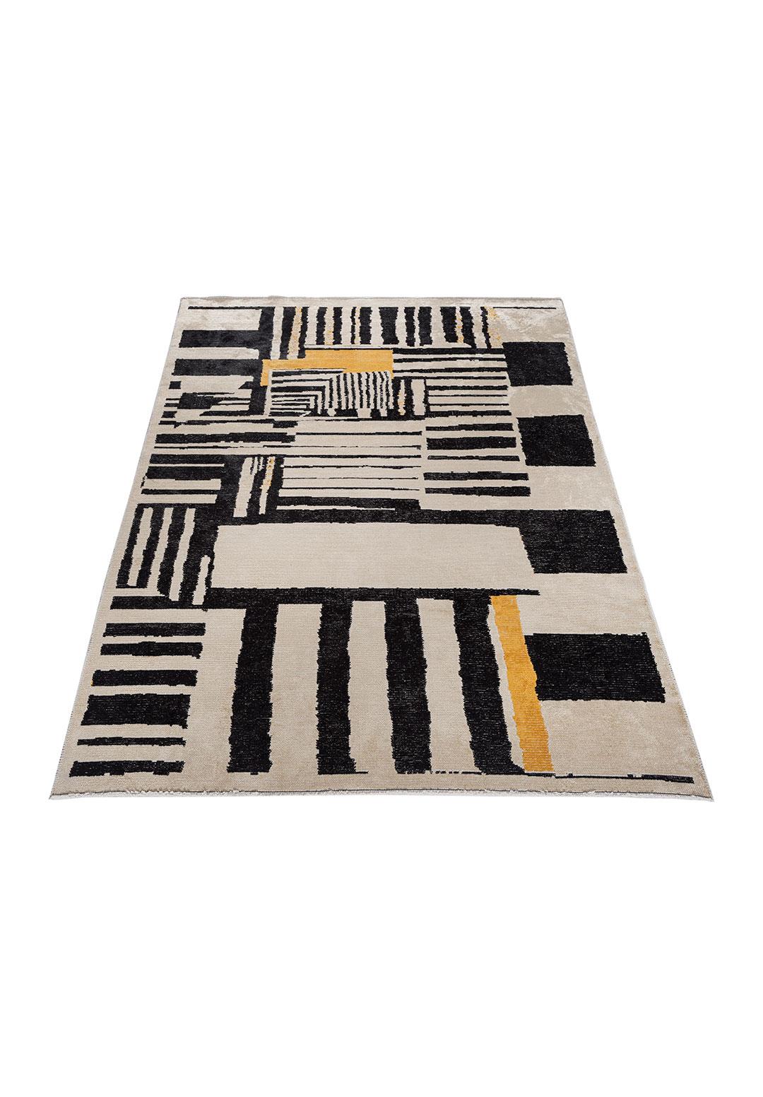 OXFORD BLACK - GOLD - CREAM RUG