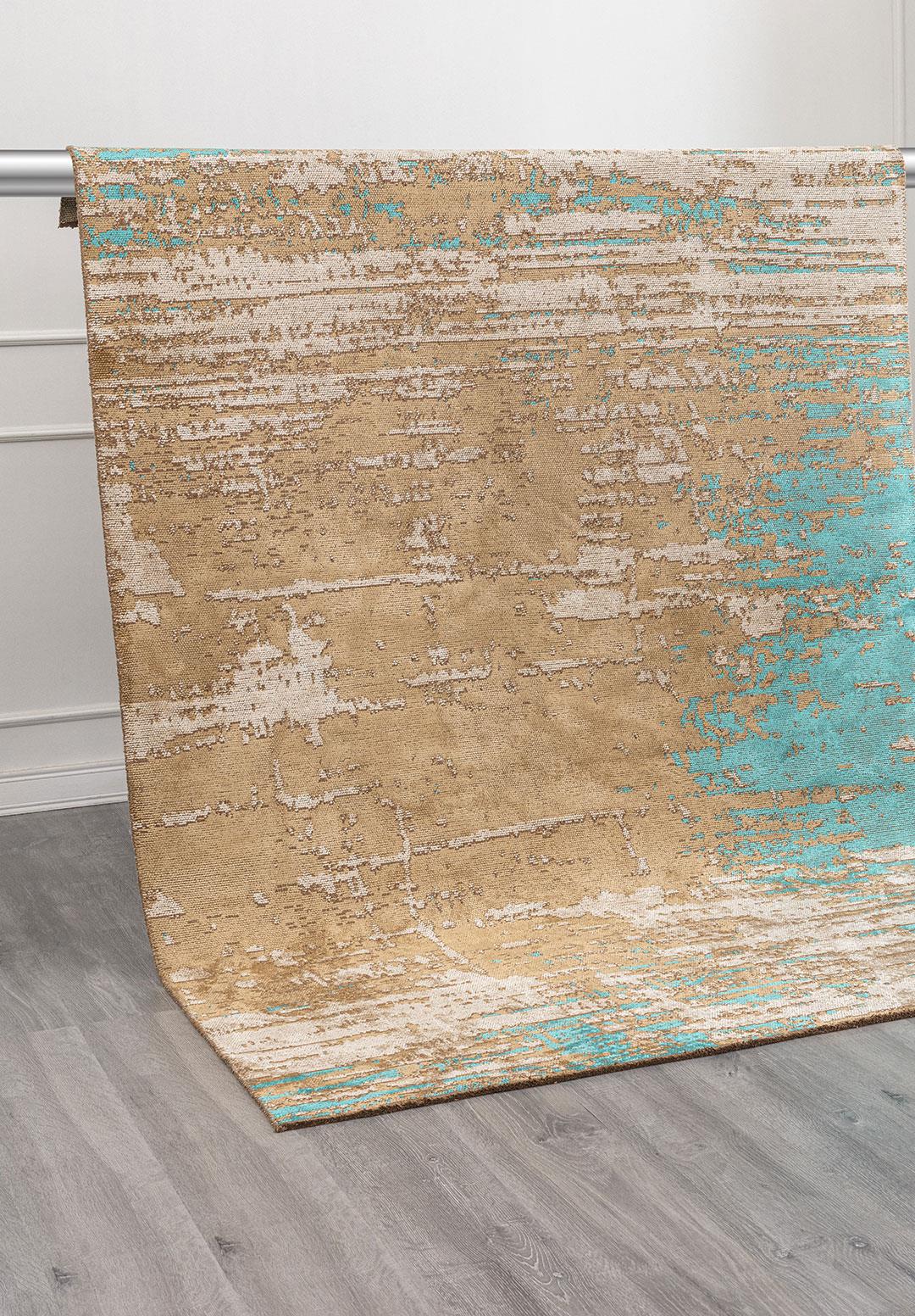 VOLOS TURQUOISE - DARK BEIGE - BONE RUG