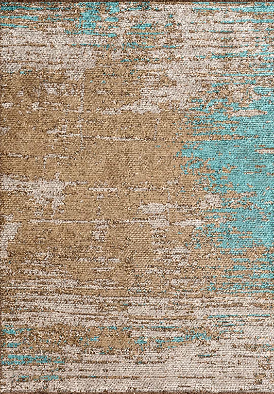 VOLOS TURQUOISE - DARK BEIGE - BONE RUG
