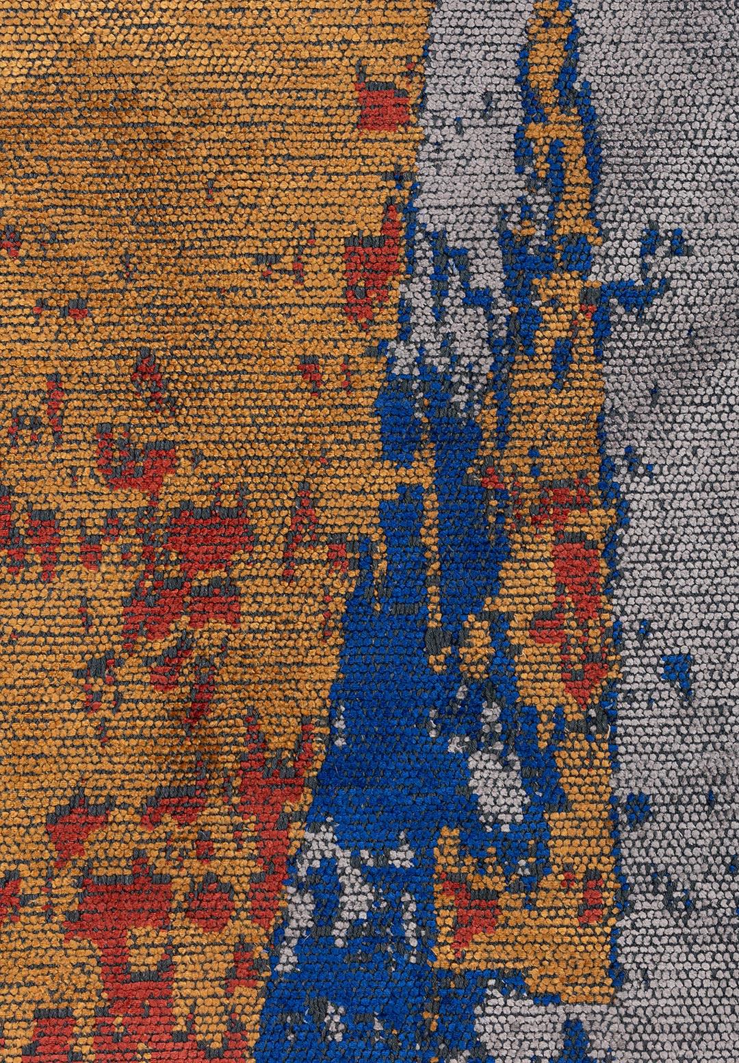 CANNES DARK TERRA - MUSTARD - SAX BLUE - LIGHT GREY RUG