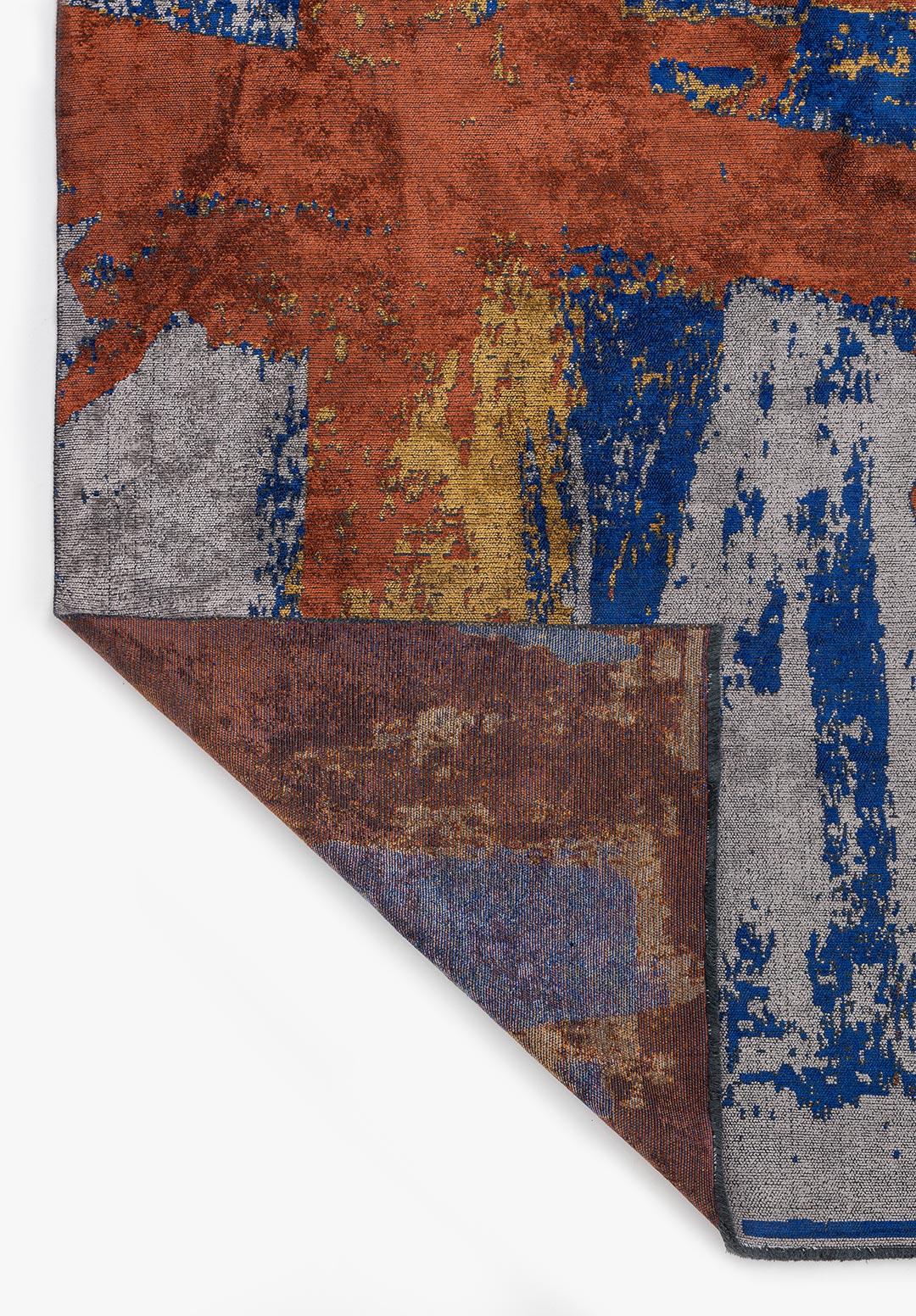 CANNES DARK TERRA - MUSTARD - SAX BLUE - LIGHT GREY RUG