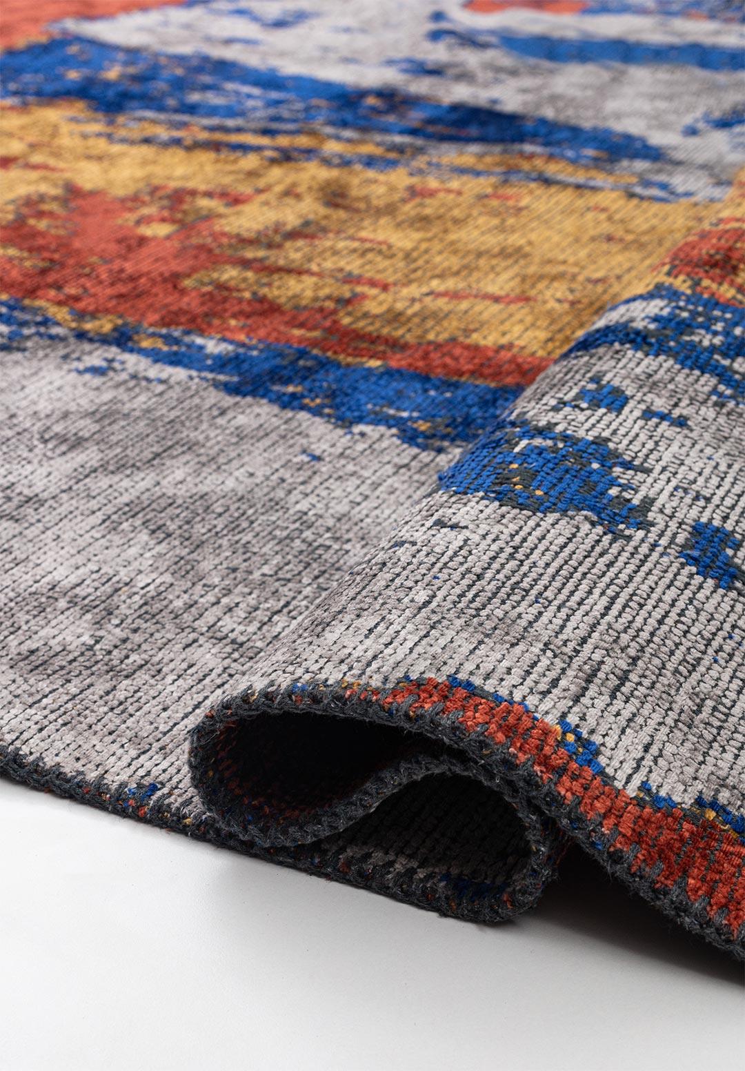 CANNES DARK TERRA - MUSTARD - SAX BLUE - LIGHT GREY RUG