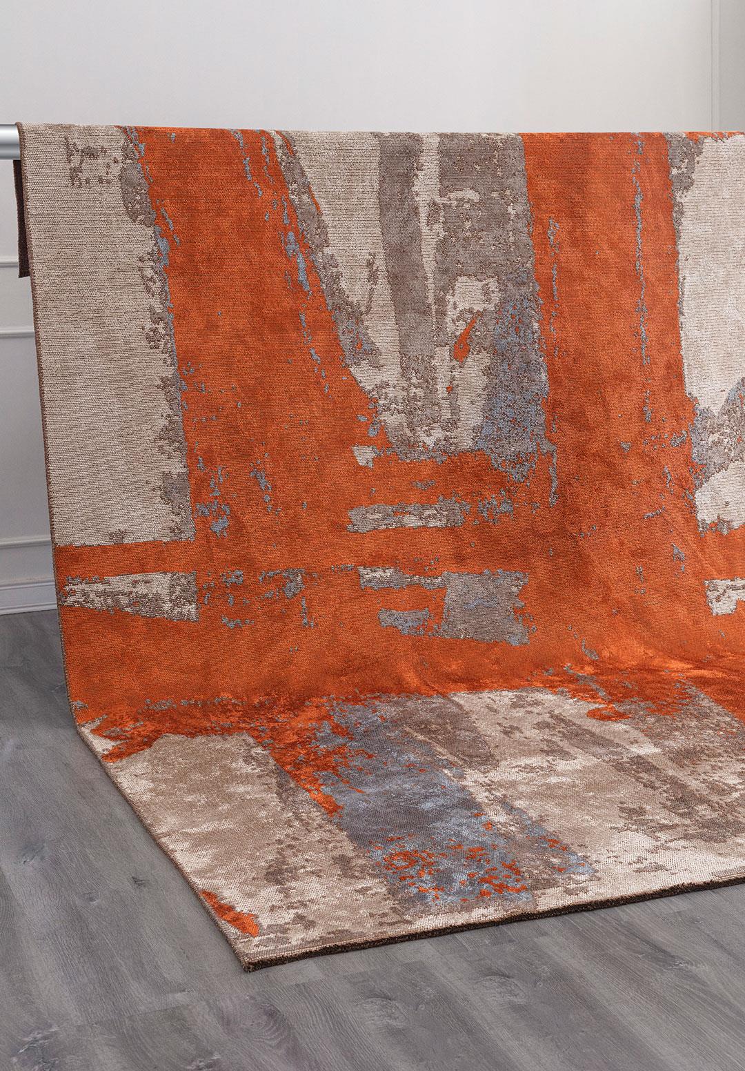 CANNES RUST - BLUE - DARK GREY - BONE RUG