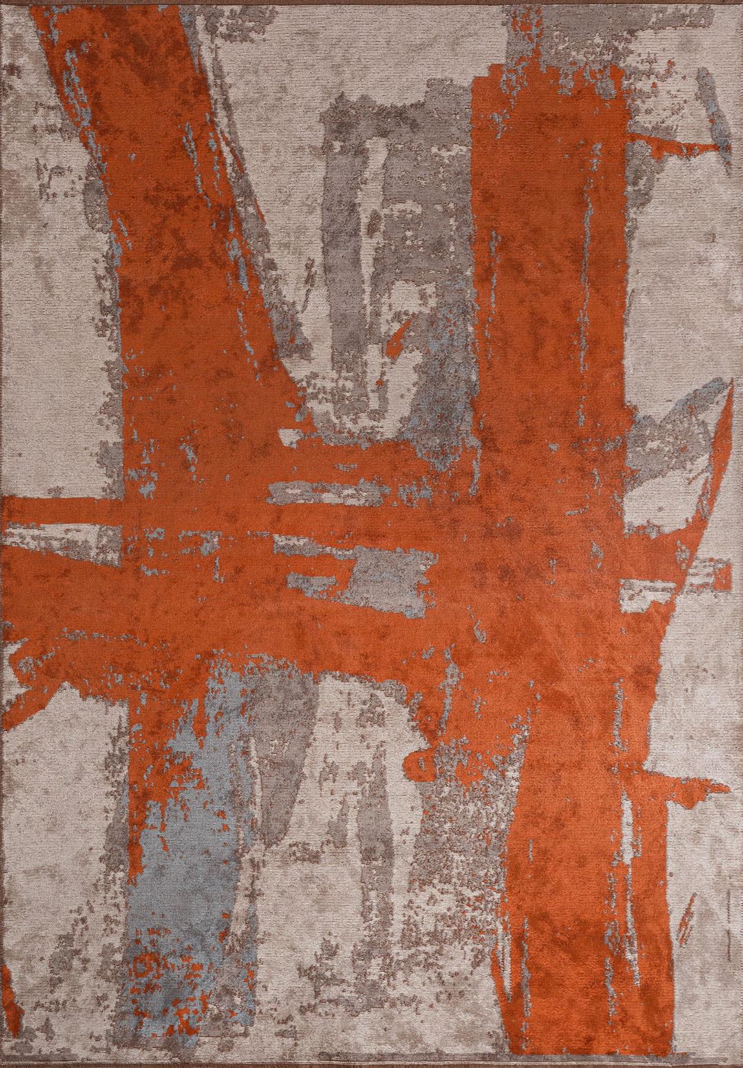 CANNES RUST - BLUE - DARK GREY - BONE RUG