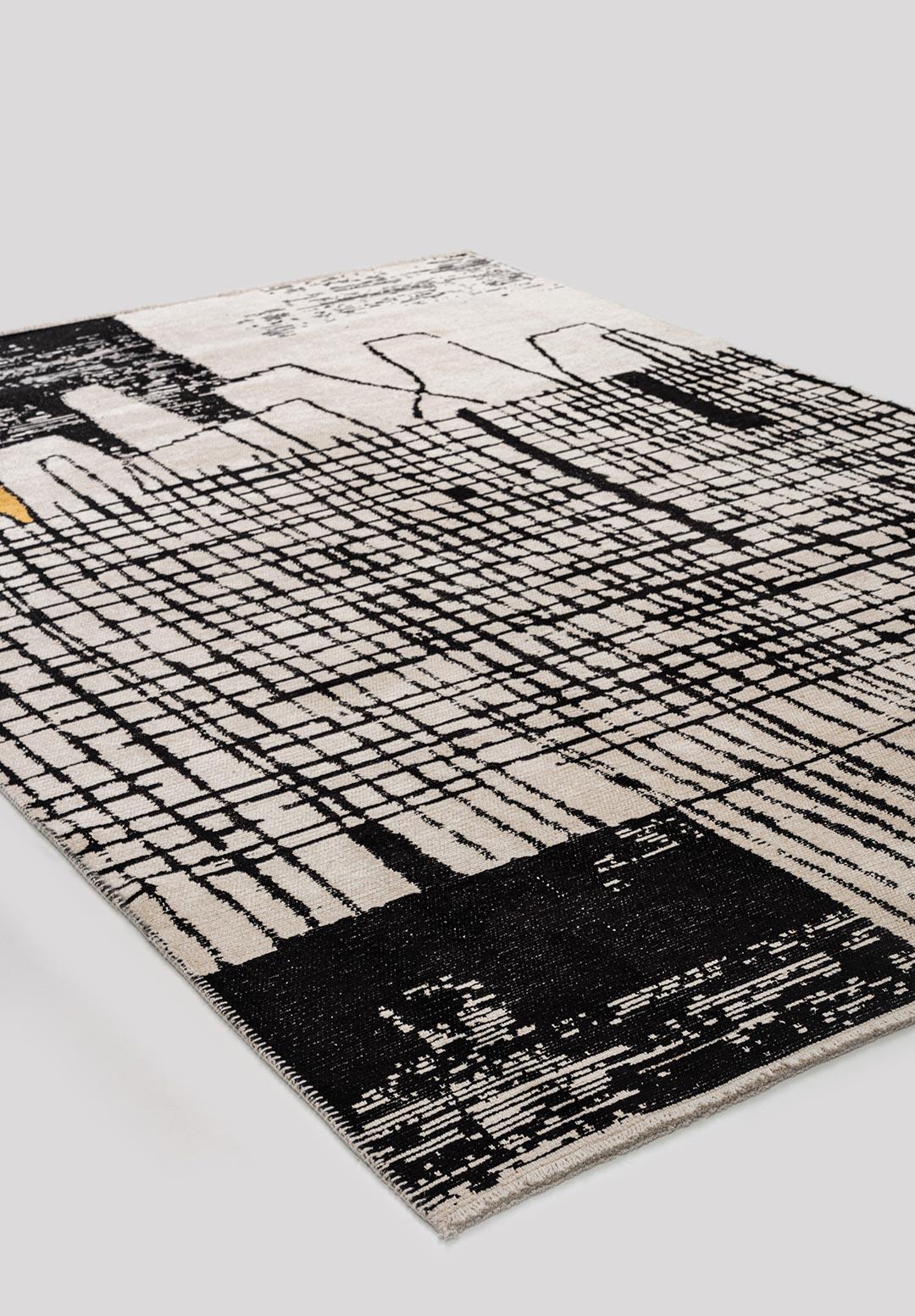 EDINBURGH BLACK - GOLD - ECRU RUG