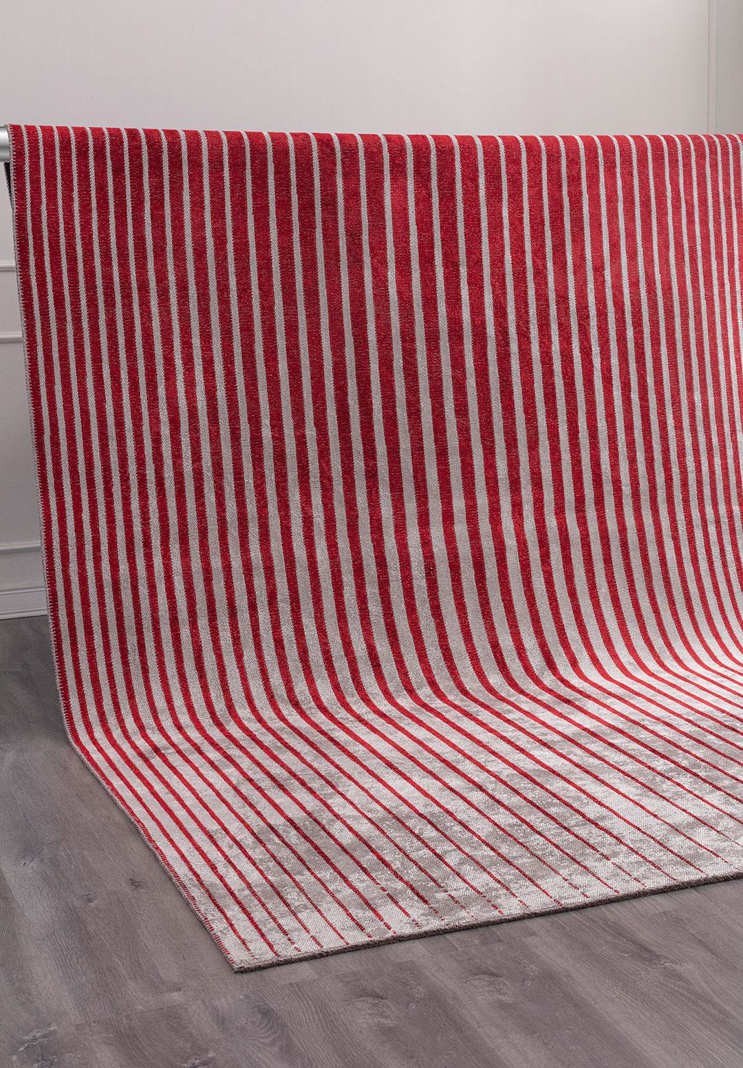 NEXUS RED - LIGHT GREY RUG