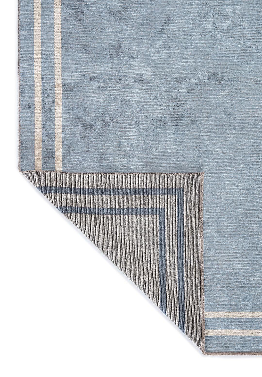 PARALLEL BORDER BLUE - BEIGE RUG