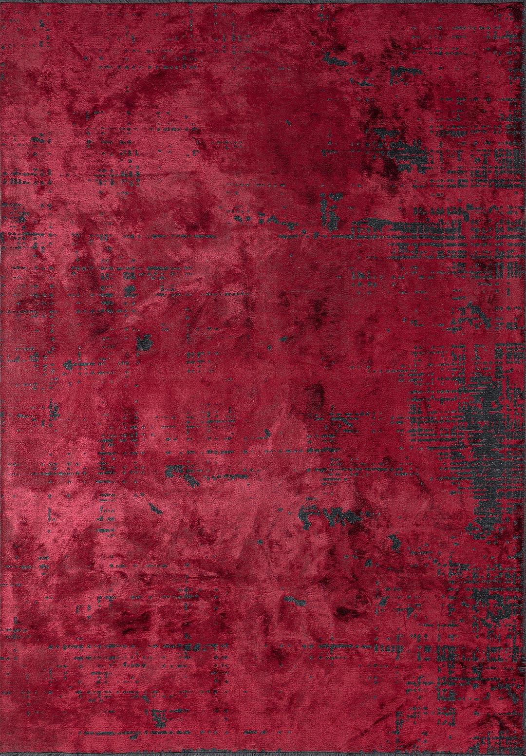 SPACE RED - MATTE BLACK RUG