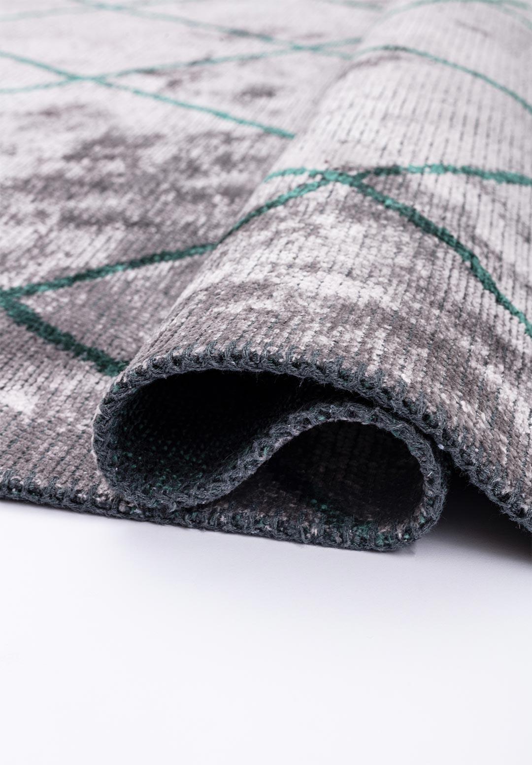 MOROCCAN DARK GREEN - LIGHT GREY RUG