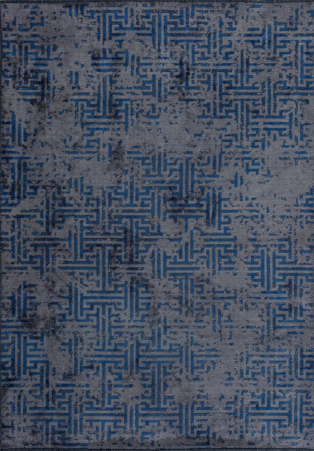 LABYRINTH GREY - NAVY BLUE RUG