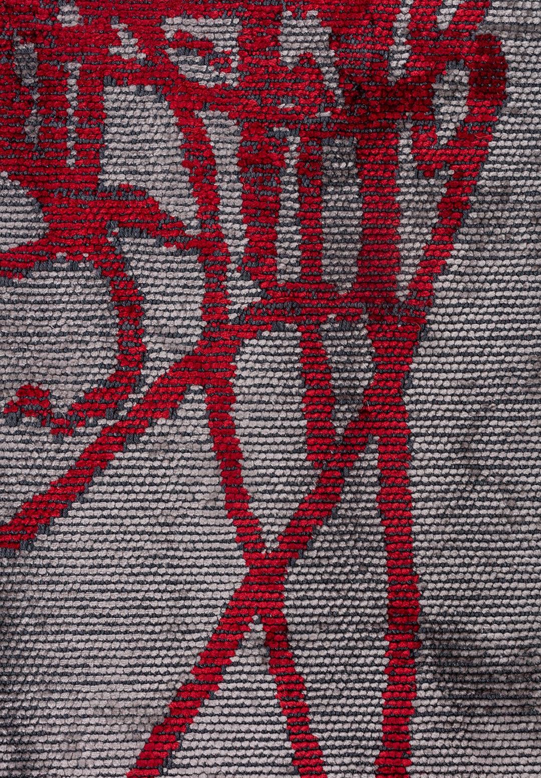 SPLASH GREY - RED RUG