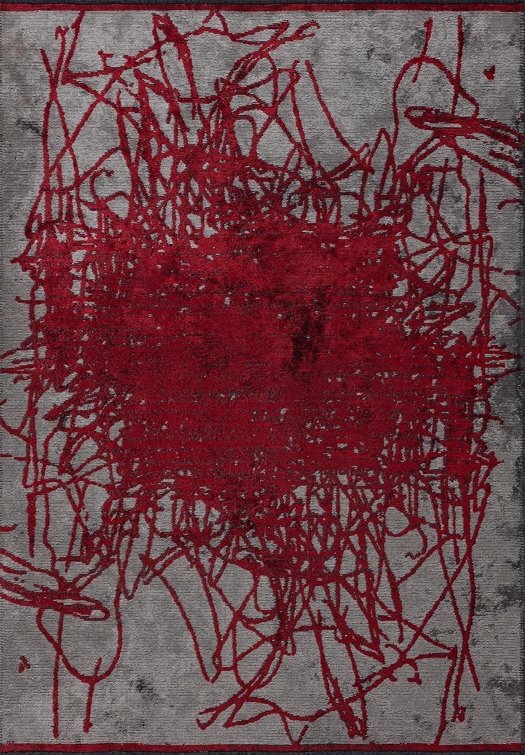 SPLASH GREY - RED RUG