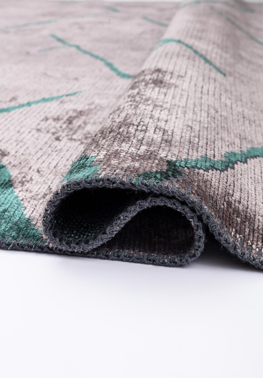 WAVE DARK GREEN - LIGHT GREY RUG