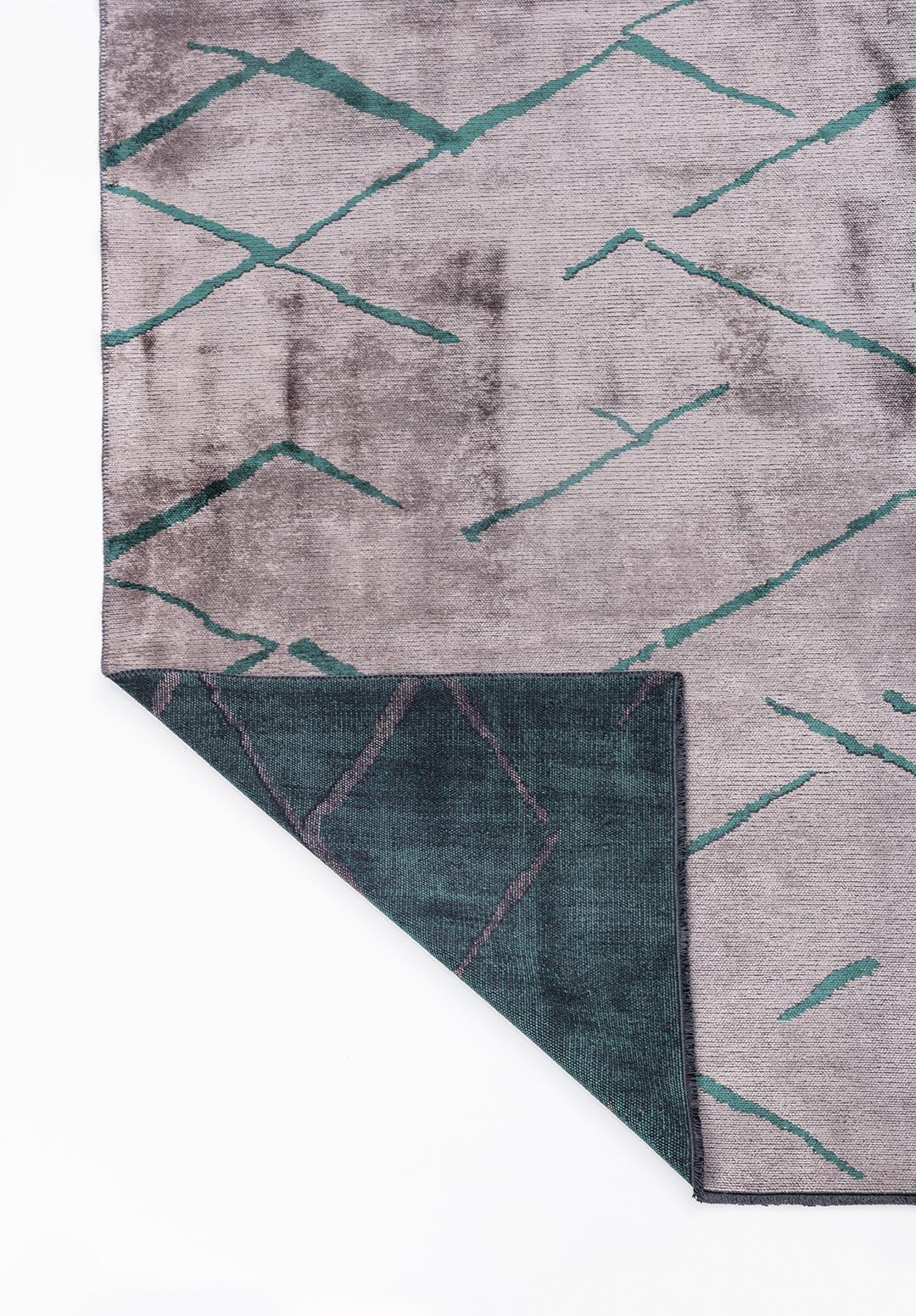 WAVE DARK GREEN - LIGHT GREY RUG