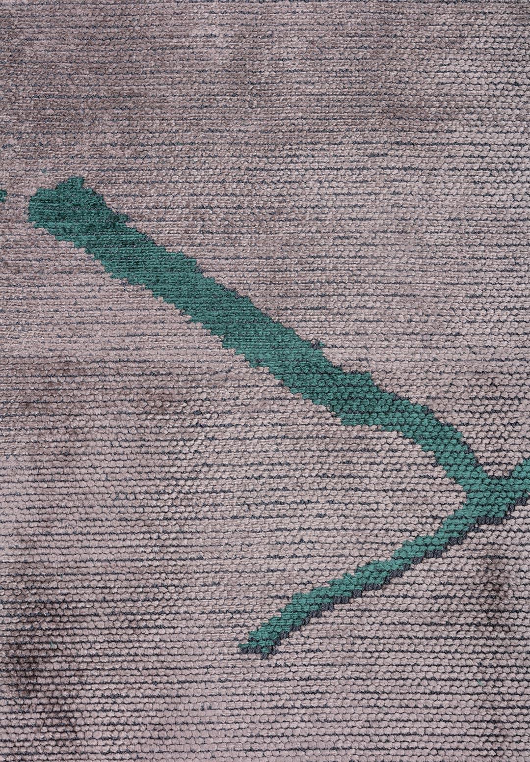 WAVE DARK GREEN - LIGHT GREY RUG