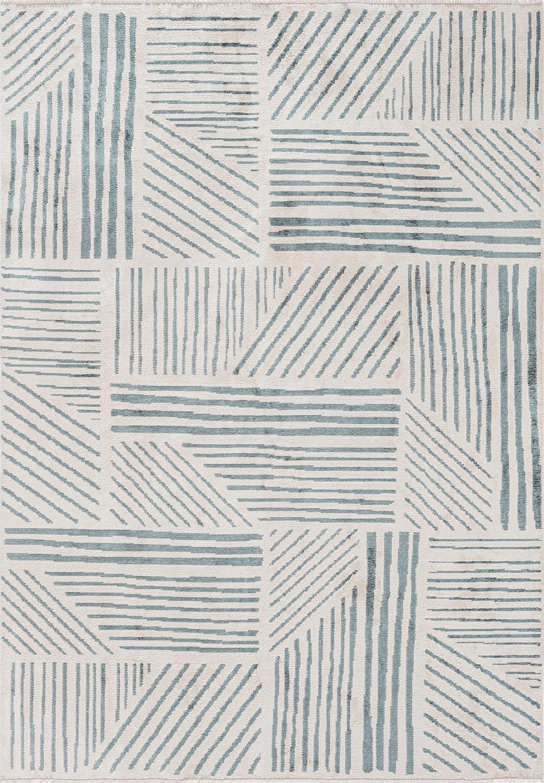 FIELD BLUE - ECRU RUG