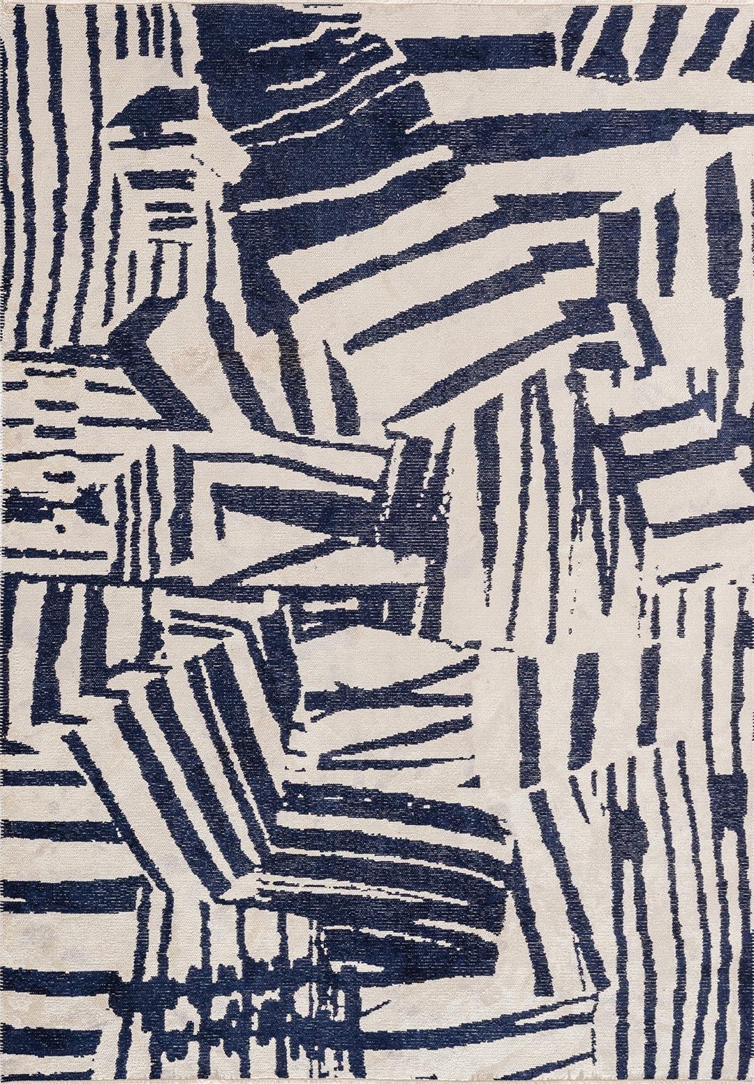 GRAFFITI DARK NAVY - ECRU RUG
