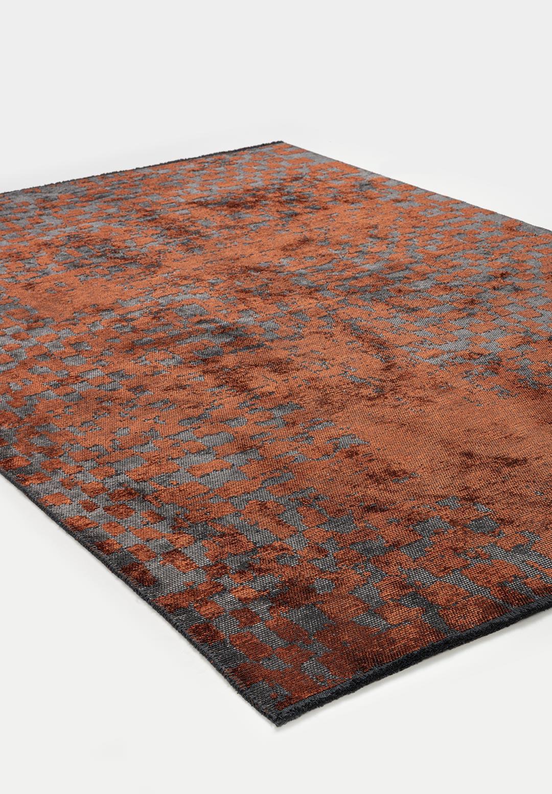 FLAKE DARK GREY - RUST RUG