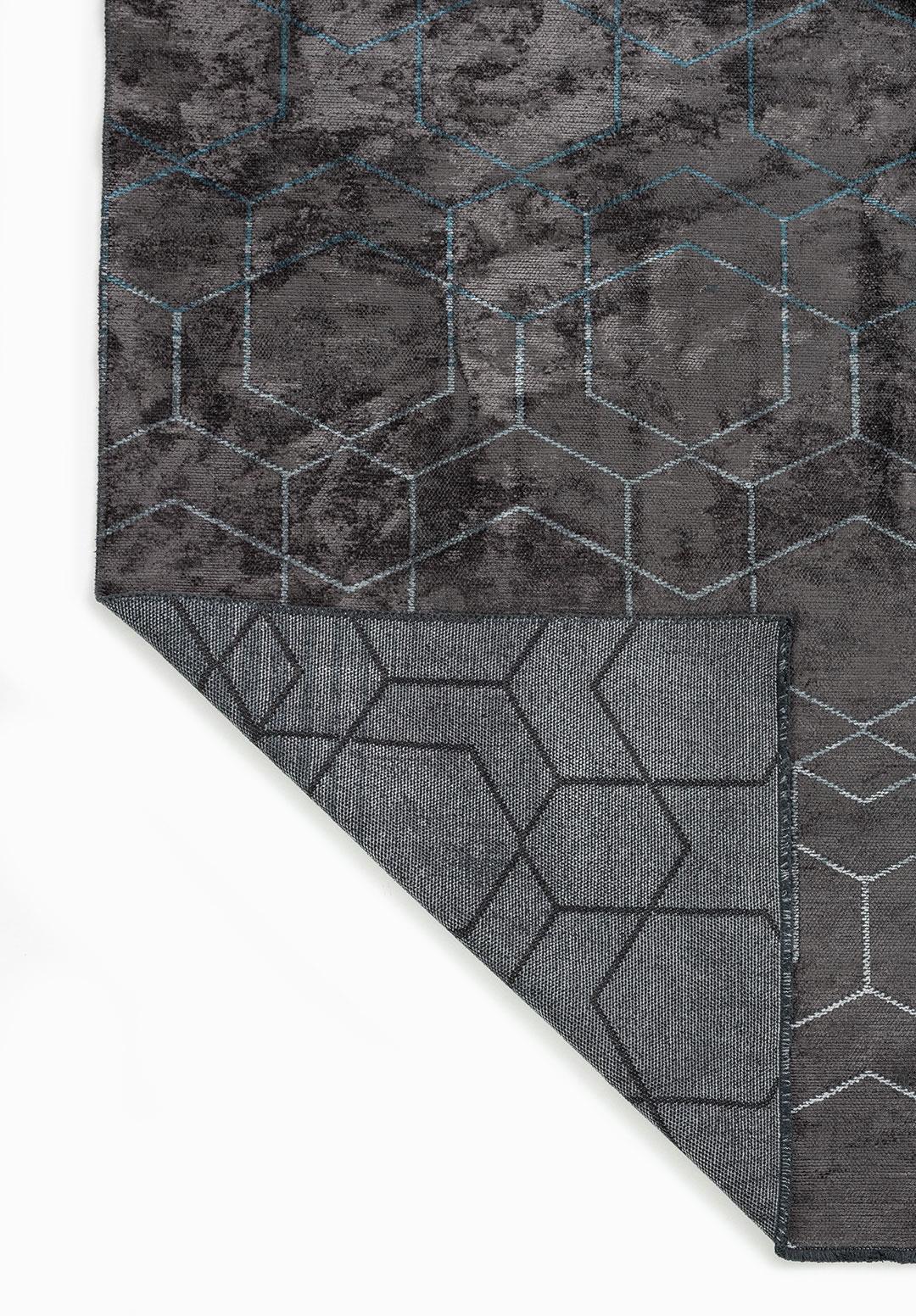 HONEYCOMB DARK TURQUOISE - PETROL - BLUE - ICE BLUE - CHARCOAL RUG