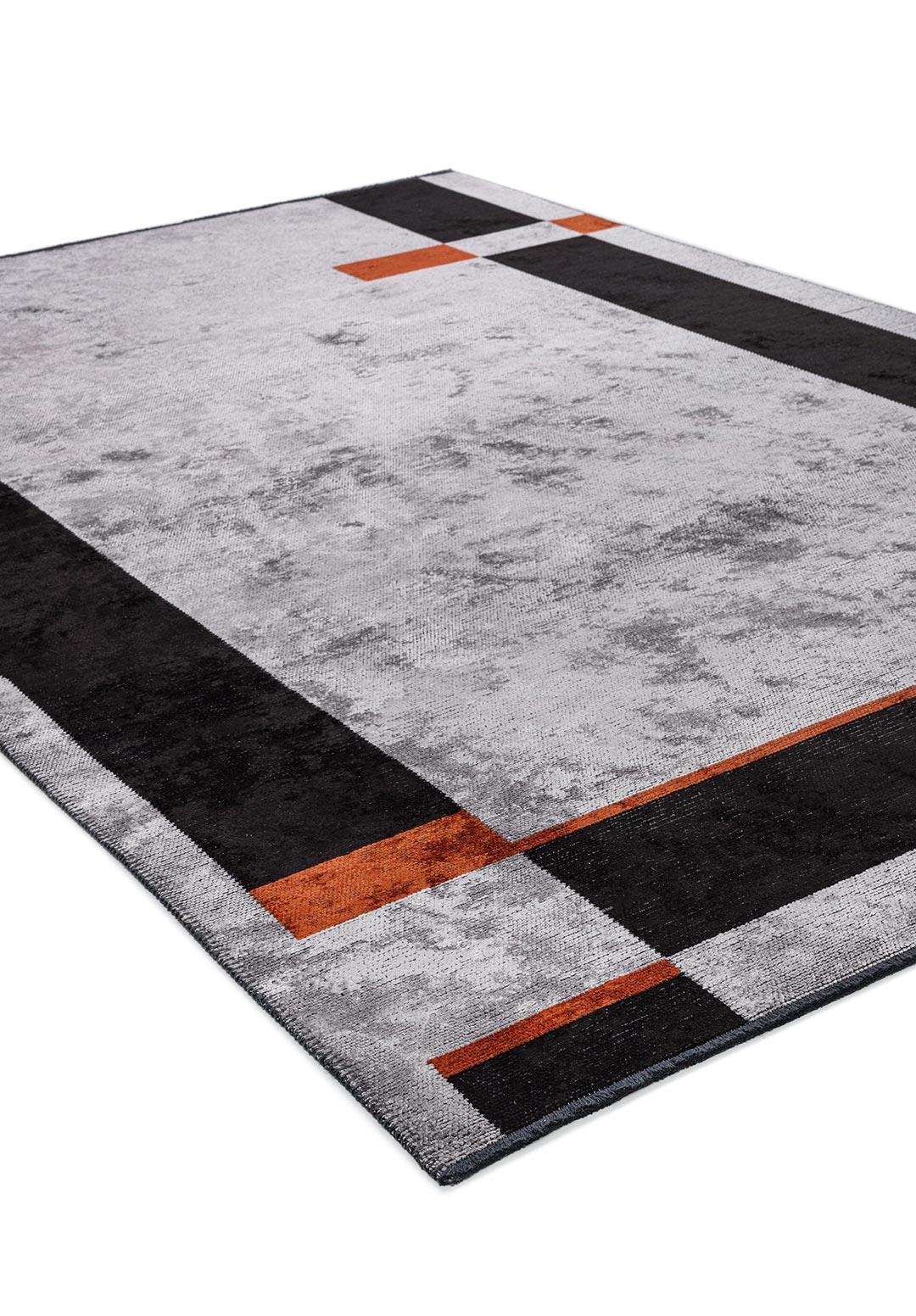 TETRIS BLACK - RUST - LIGHT GREY RUG