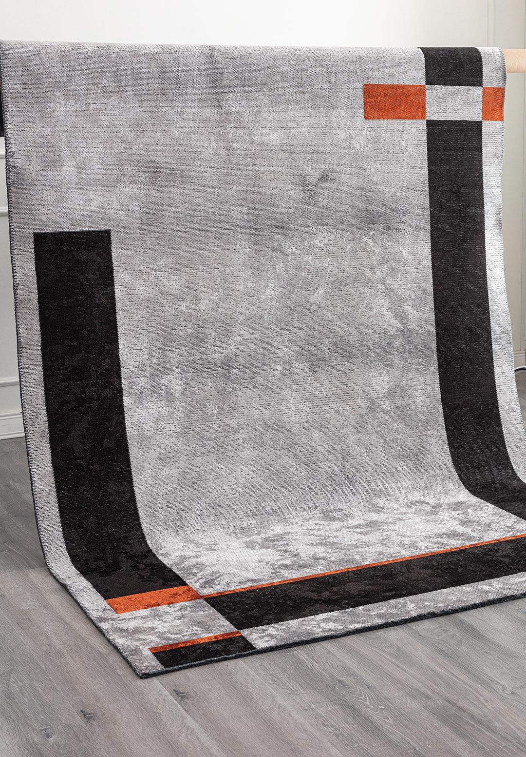 TETRIS BLACK - RUST - LIGHT GREY RUG