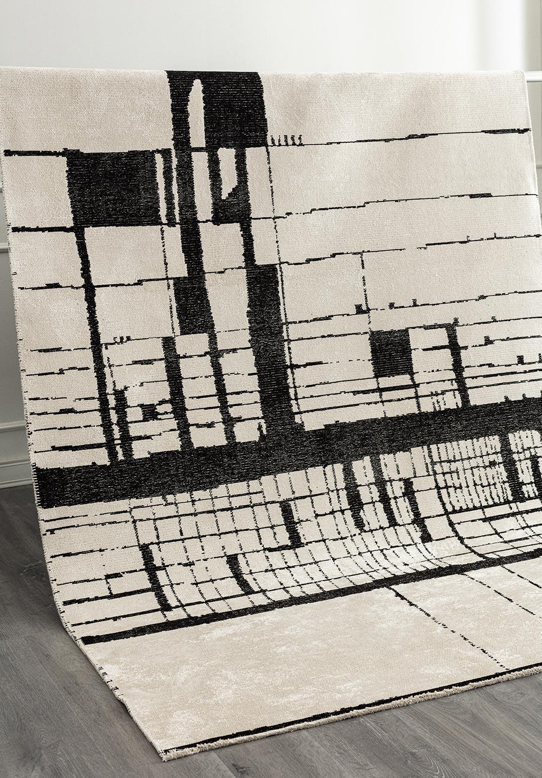 PEEL BLACK - ECRU RUG