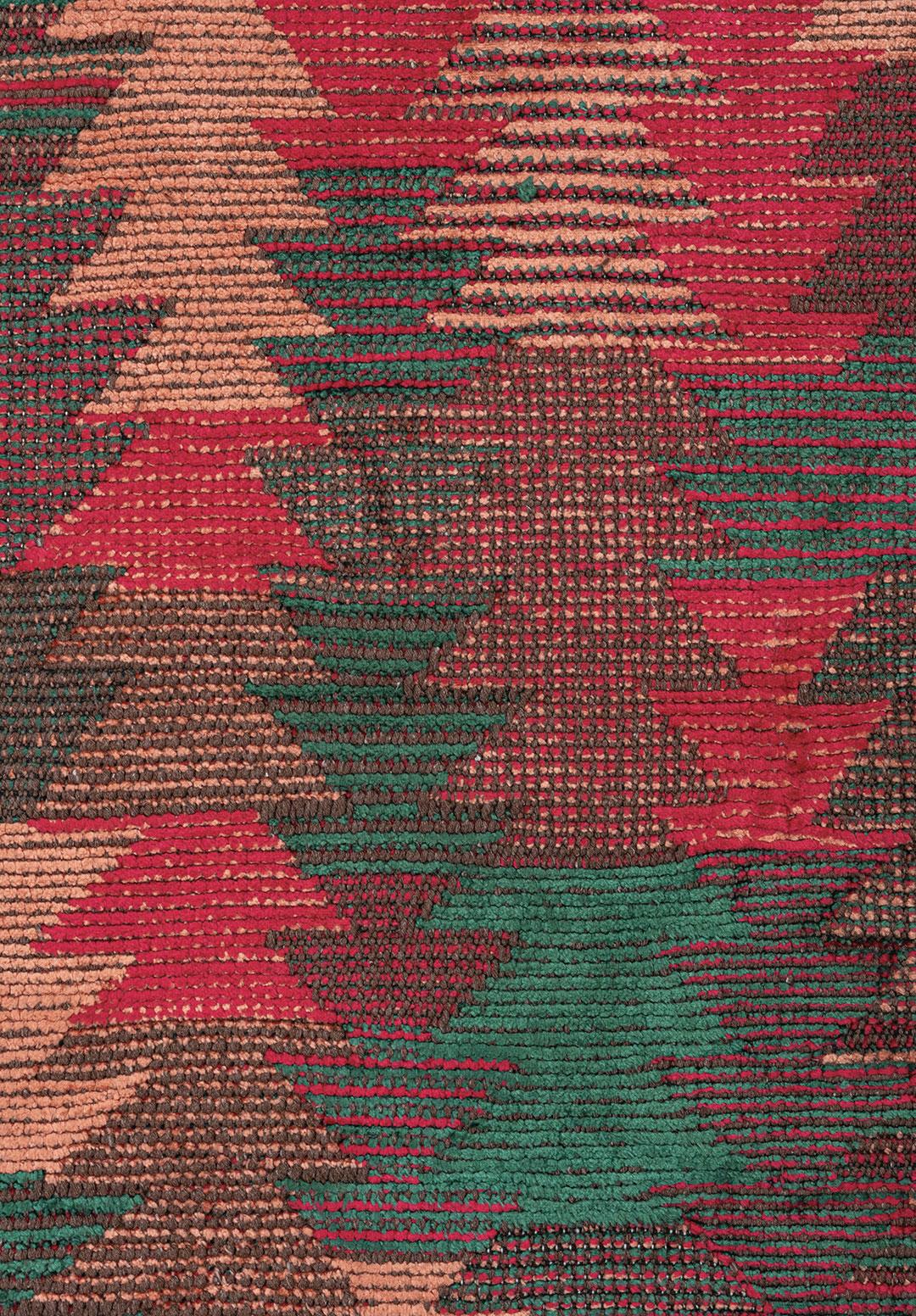 CLAN LIGHT CORAL - FUSCHIA - DARK GREEN RUG